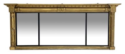 Regency gilt overmantel three piece mirror