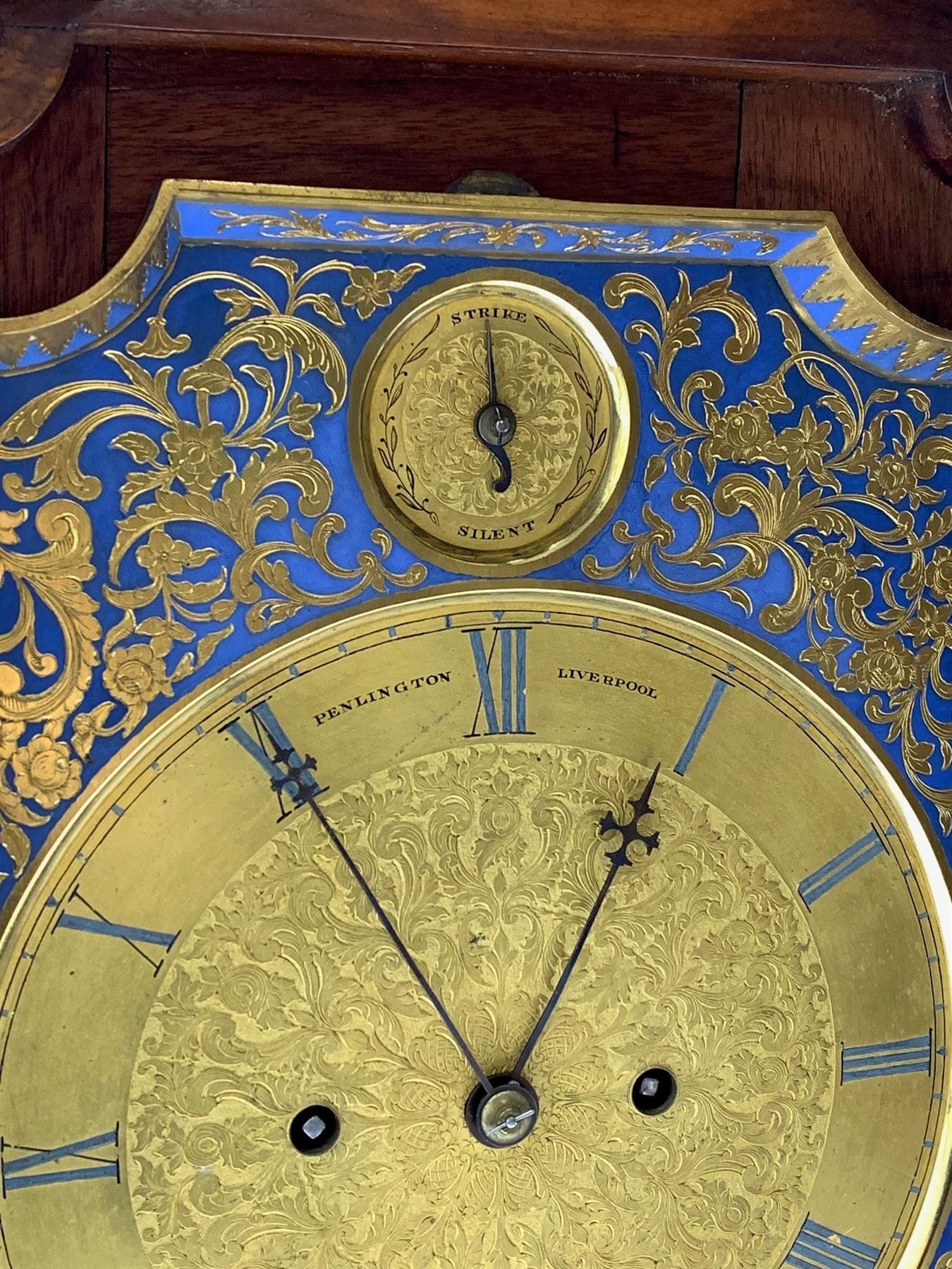 Large early to mid 19th century walnut bracket clock by Penlington of Liverpool - Image 6 of 11