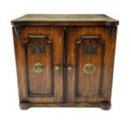 Victorian oak table top cabinet modelled in the form of a two door safe