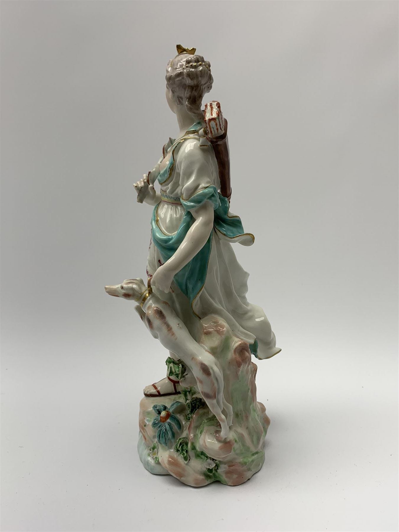Mid 18th century Derby porcelain figure modelled as Dianna the Huntress - Image 4 of 9