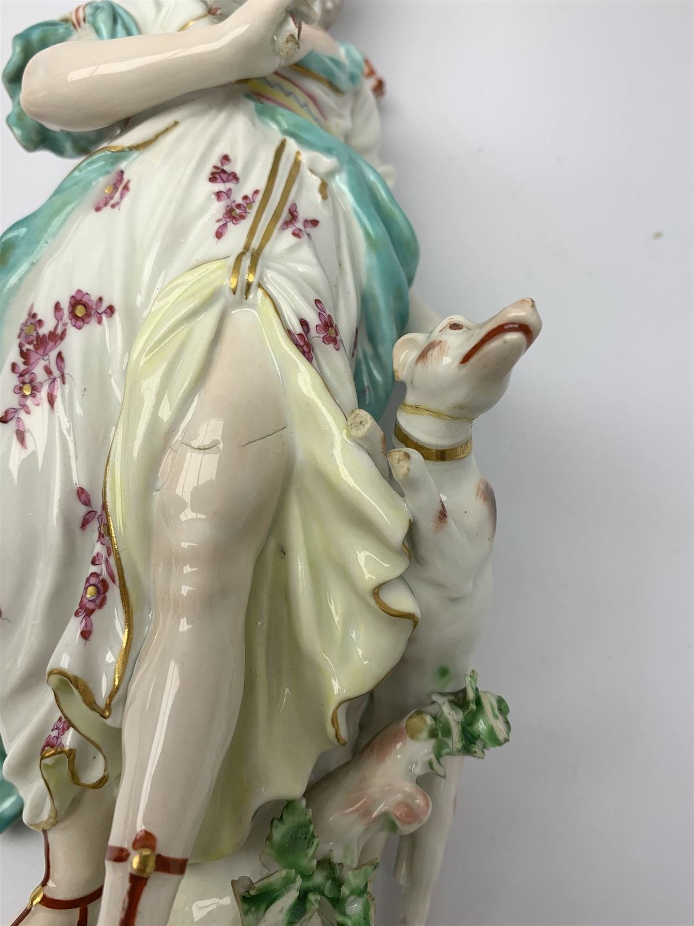 Mid 18th century Derby porcelain figure modelled as Dianna the Huntress - Image 8 of 9