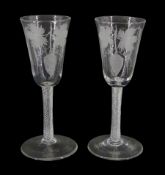 Pair of 18th century ale glasses