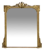 19th century gilt wood and gesso overmantel mirror