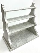 Early 20th century double sided waterfall white and black veined marble stand