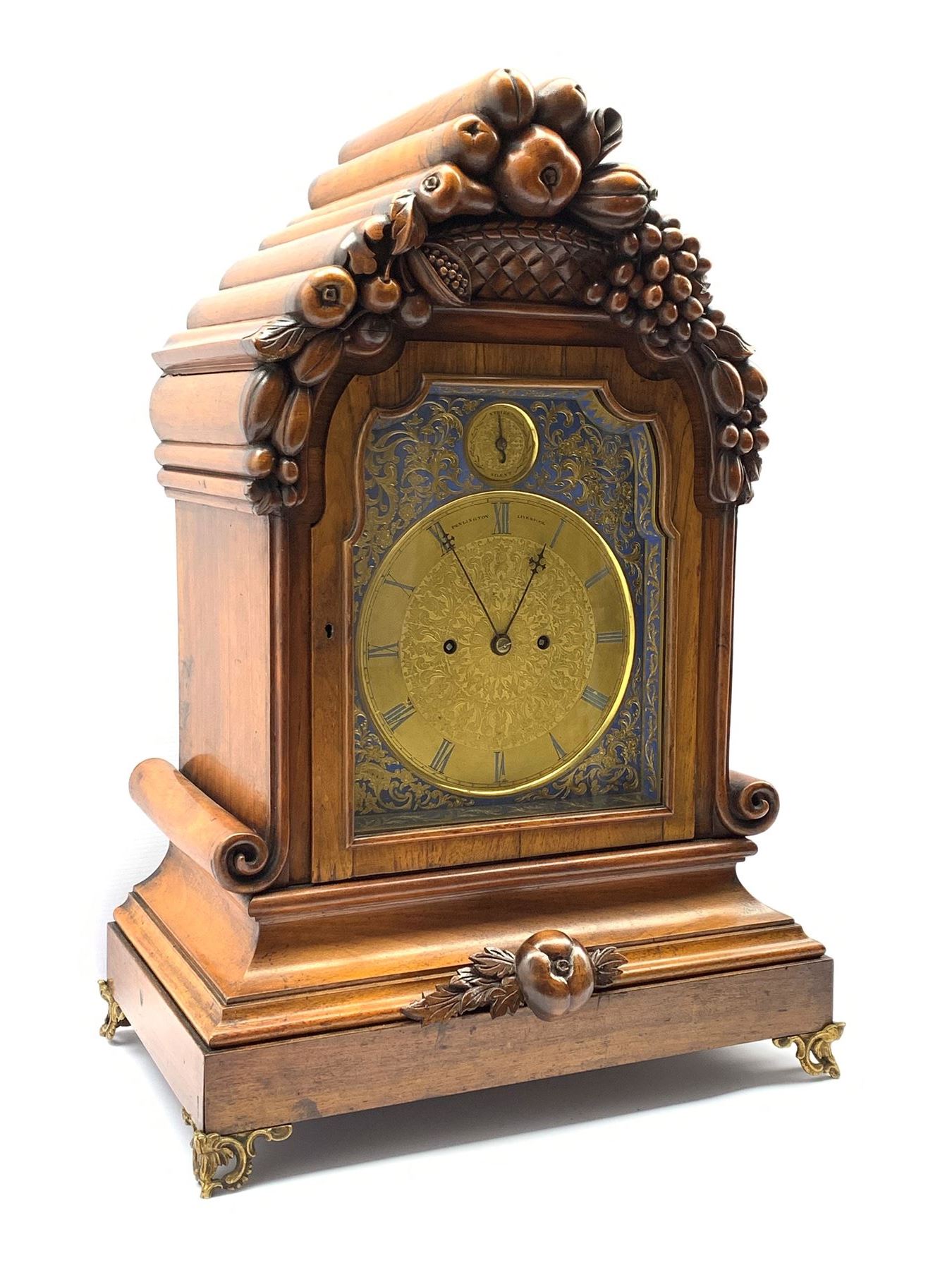 Large early to mid 19th century walnut bracket clock by Penlington of Liverpool - Image 4 of 11