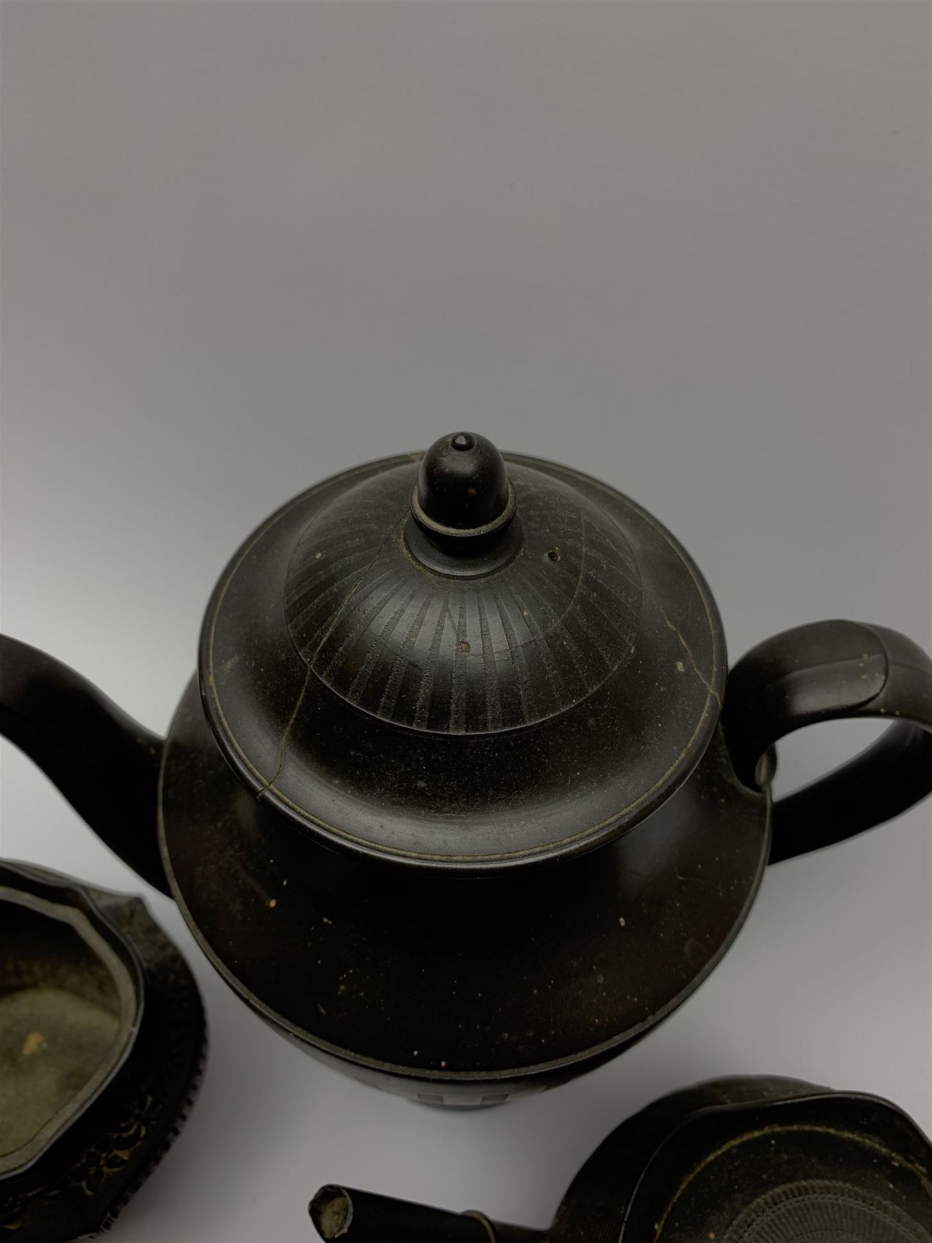 Early/mid 19th century black basalt tea wares - Image 2 of 7