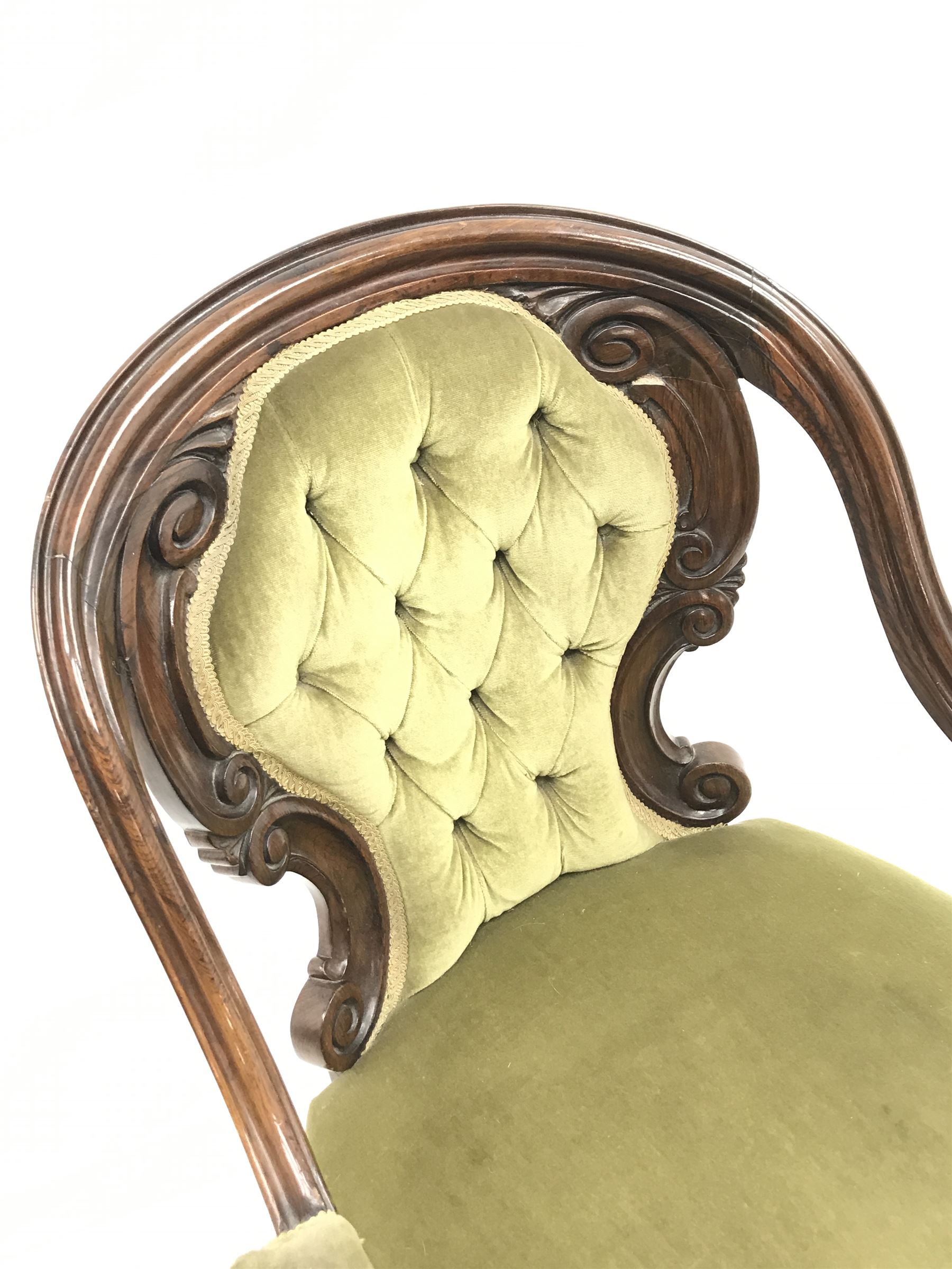 Victorian rosewood open armchair - Image 4 of 5