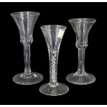 Three 18th century drinking glasses