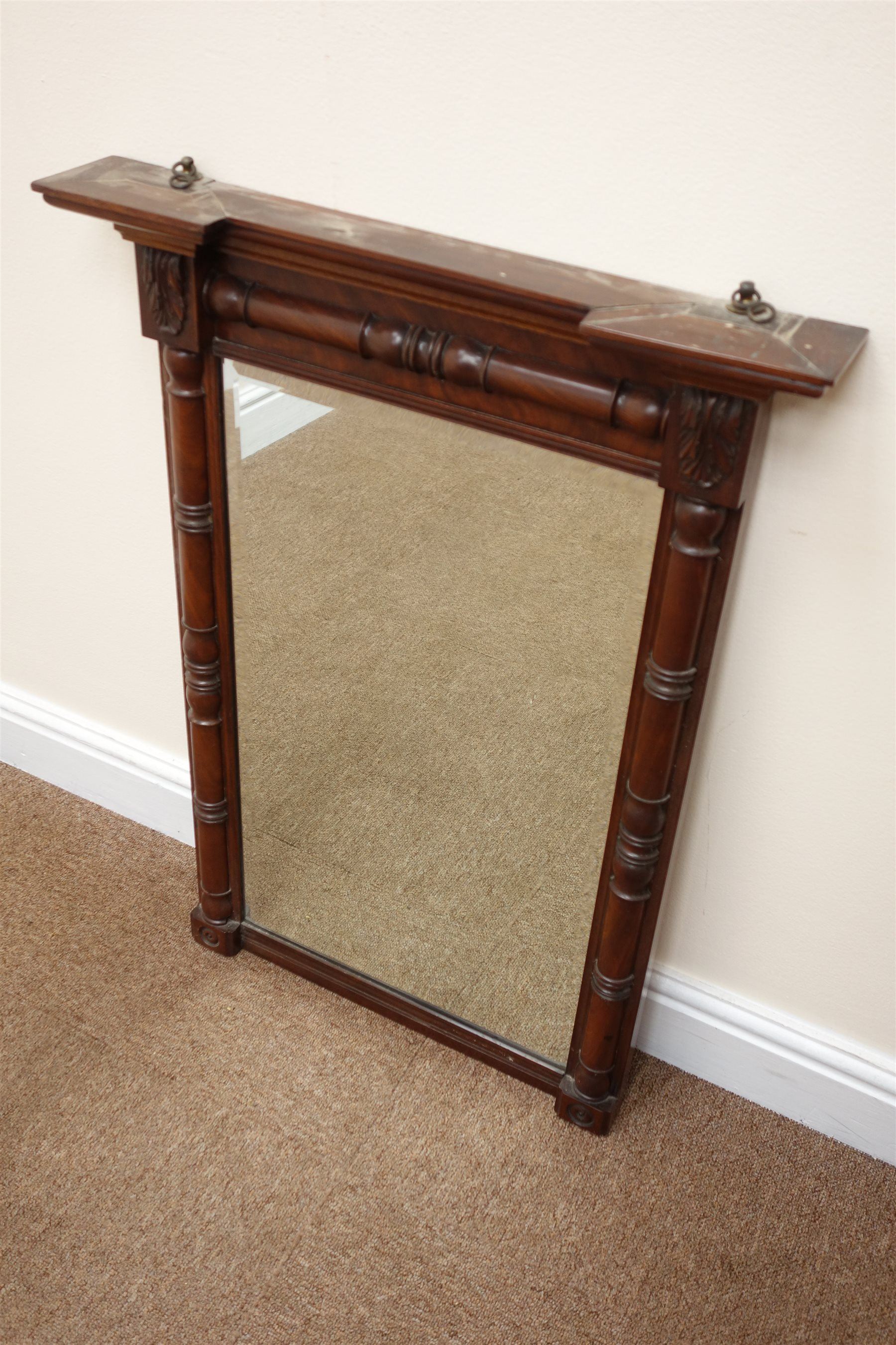 Regency mahogany pier glass mirror, upright plate with moulded cornice and split baluster turned mou - Image 2 of 4