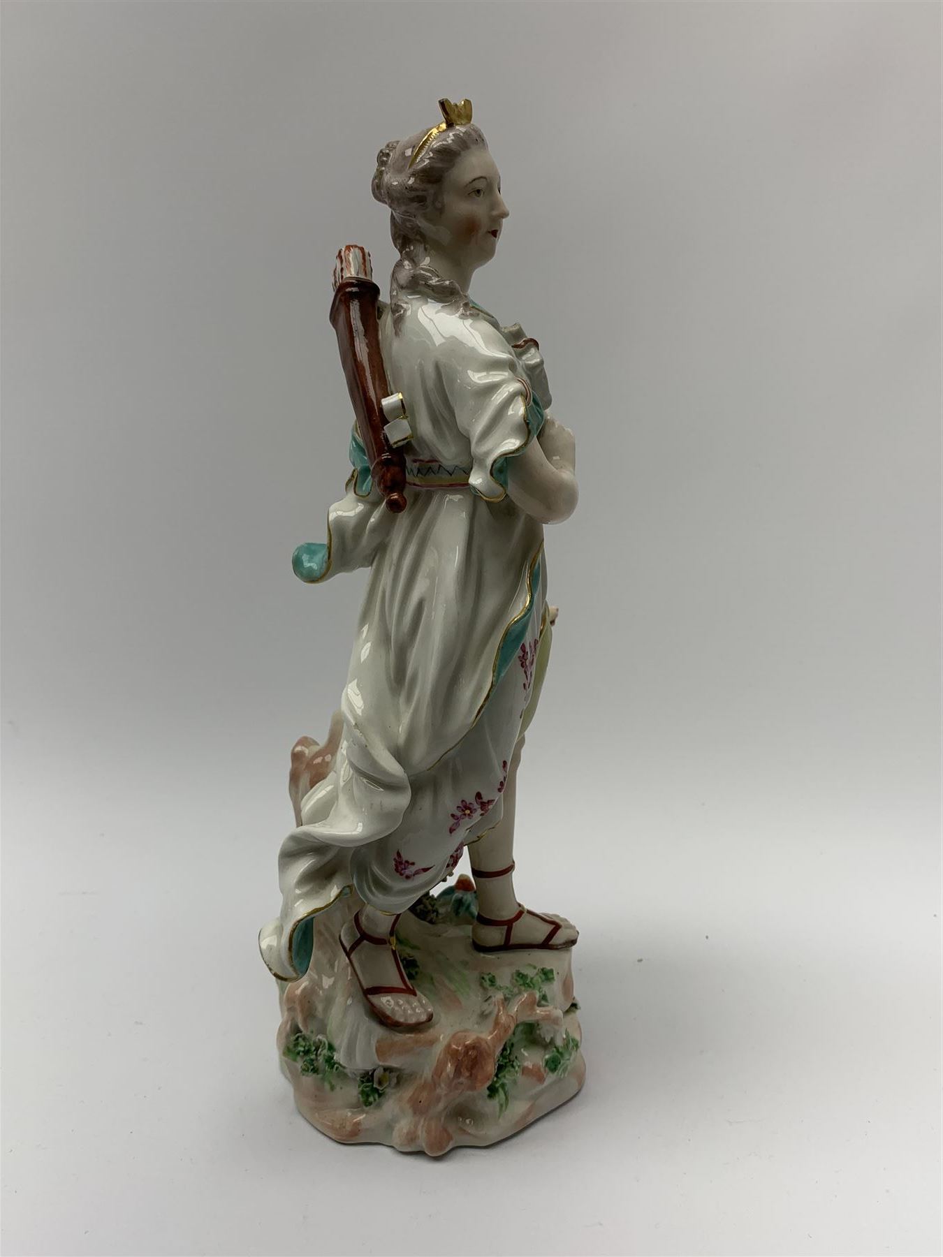 Mid 18th century Derby porcelain figure modelled as Dianna the Huntress - Image 6 of 9
