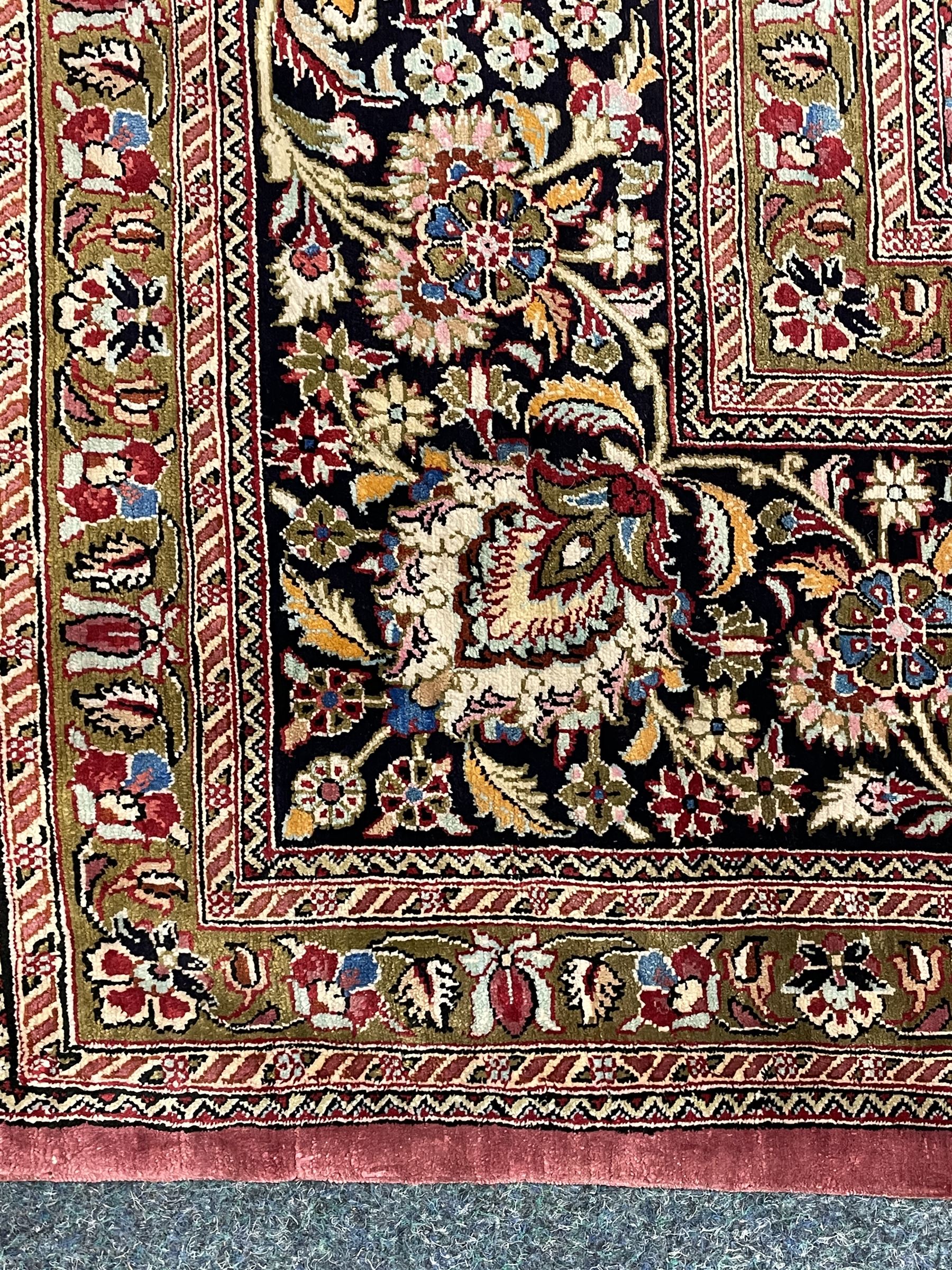 Finely knotted Persian Qom silk rug - Image 6 of 9