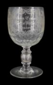 Early 19th century oversized glass goblet