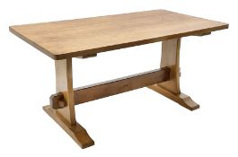 'Lizardman' oak dining table with rectangular adzed top