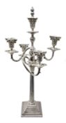 Large silver plated four branch candelabra