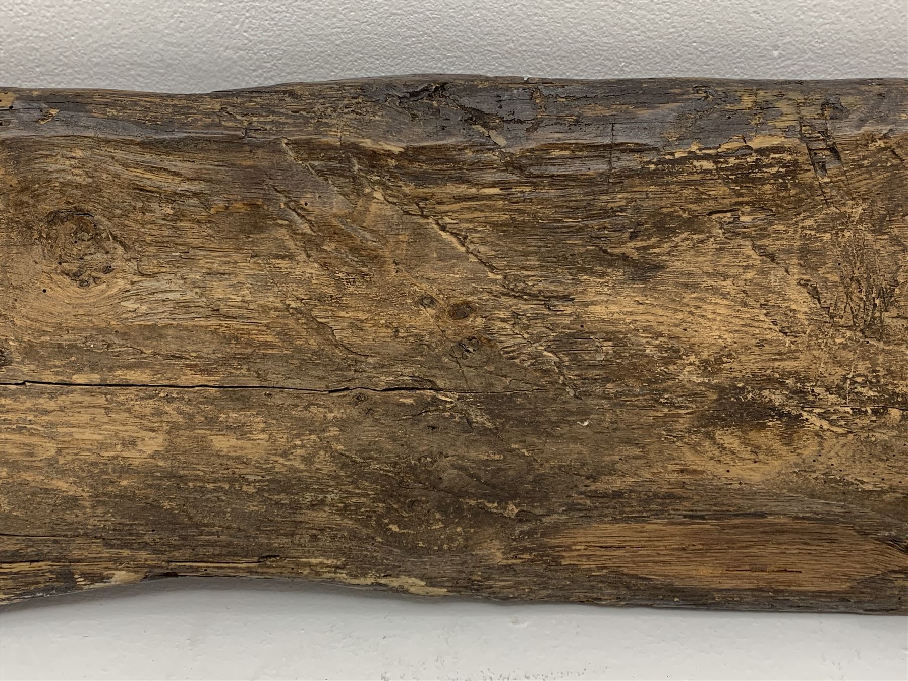 18th/19th century and later large rustic oak plank bench on hewn trestle supports - Image 6 of 6