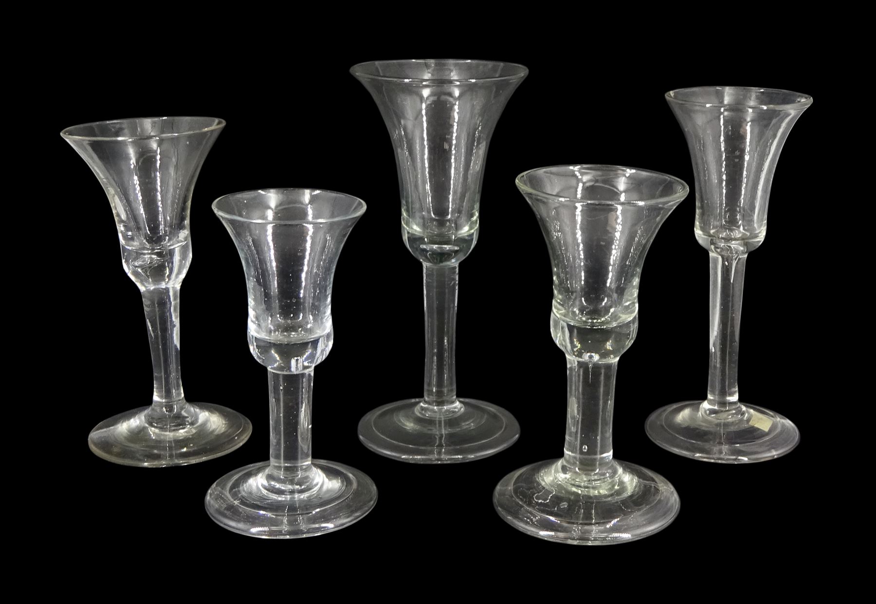 Five 18th century drinking glasses