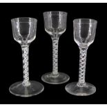 Three 18th century drinking glasses