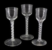 Three 18th century drinking glasses