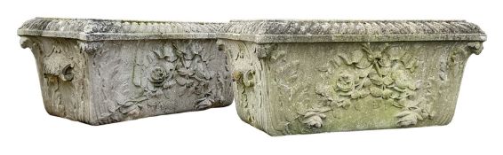 Pair composite stone planters