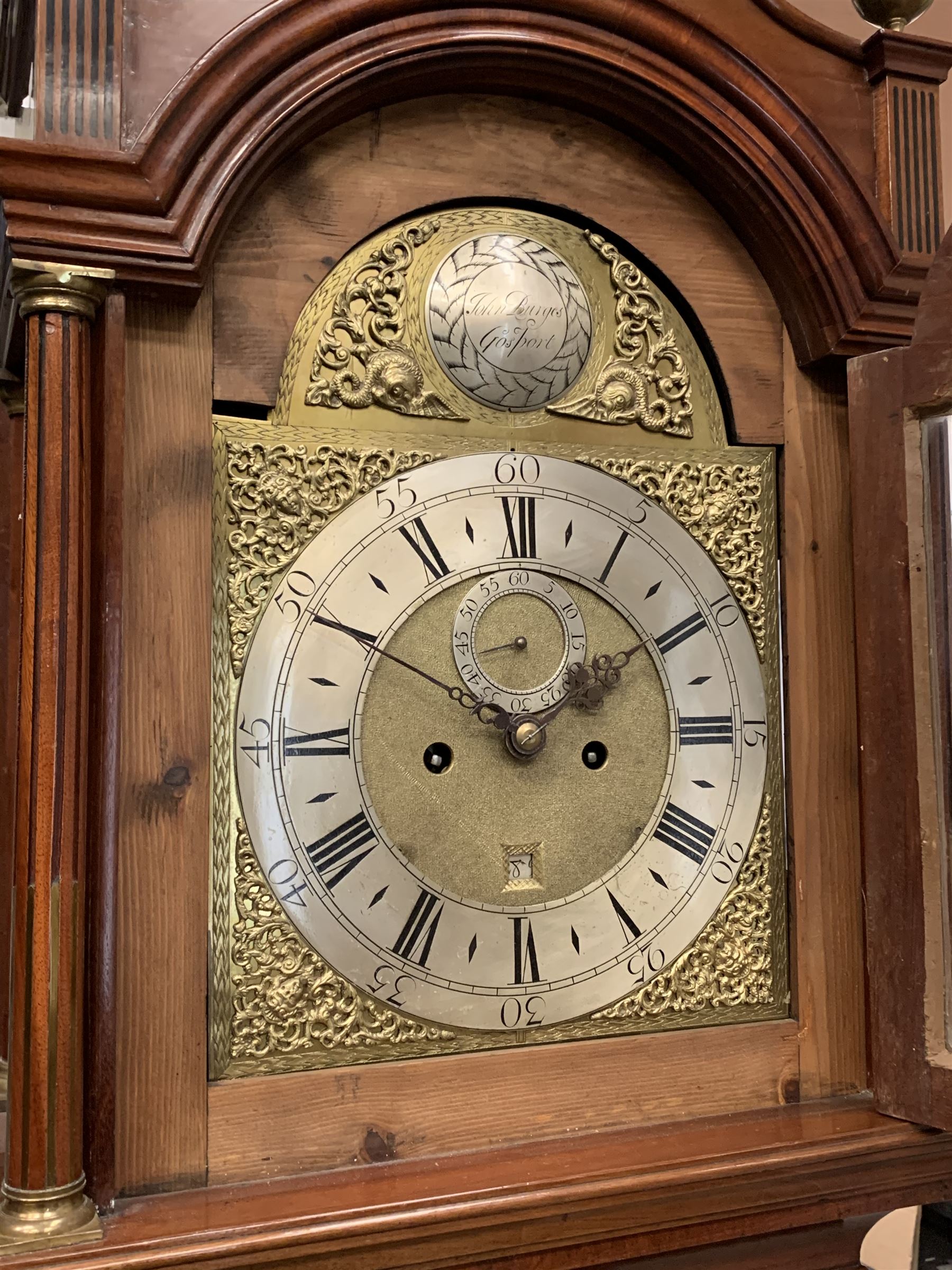 18th century and later figured mahogany longcase clock - Image 2 of 7