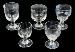 Five 19th century glass rummers