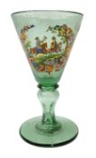 19th century bohemian green glass wine glass