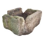 18th century rough hewn sandstone trough planter