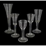 Five 18th century drinking glasses