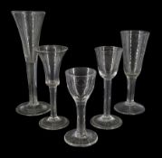 Five 18th century drinking glasses