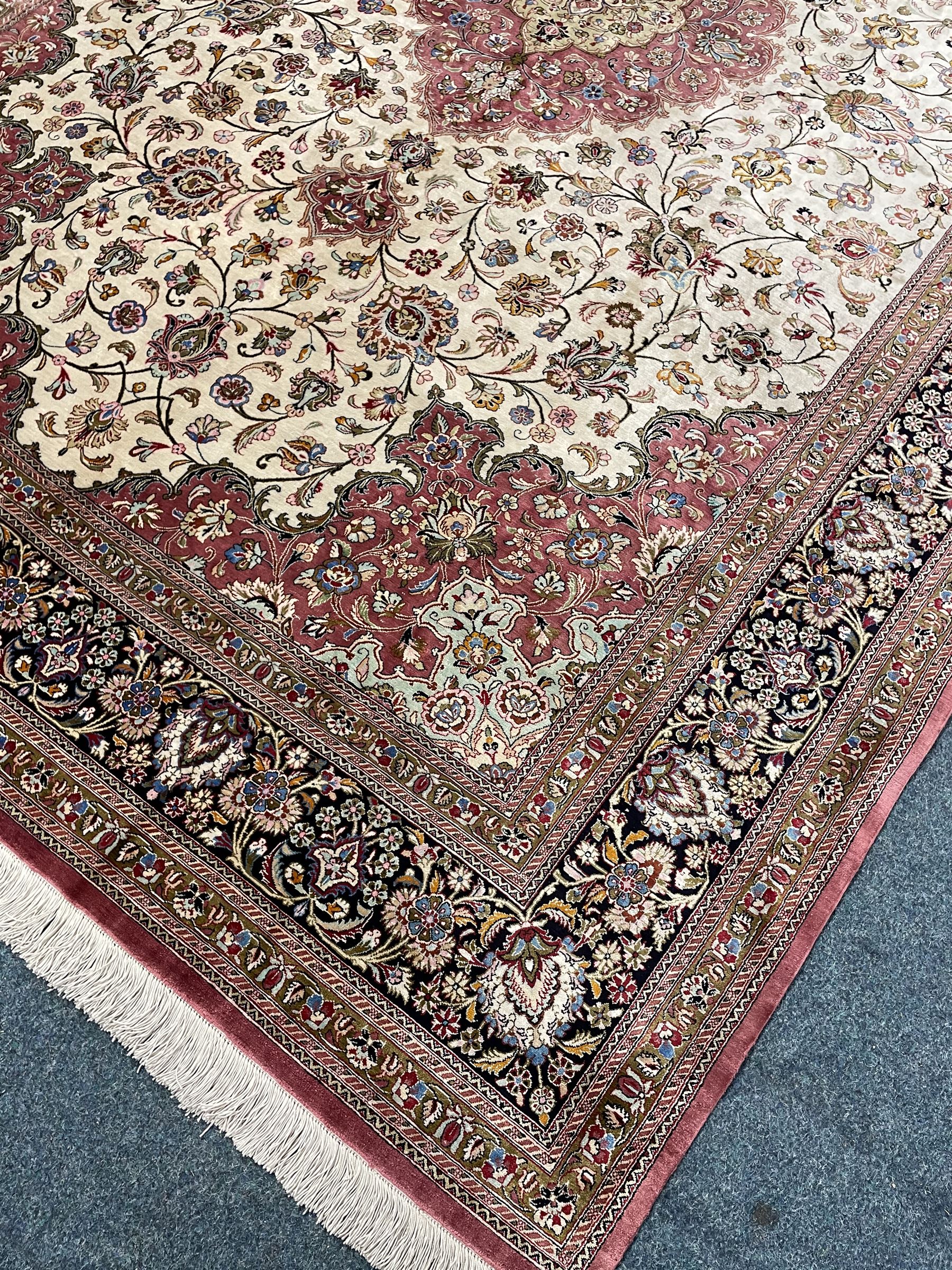 Finely knotted Persian Qom silk rug - Image 2 of 9
