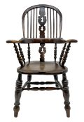19th century oak 'Yorkshire/Lancashire' Windsor armchair