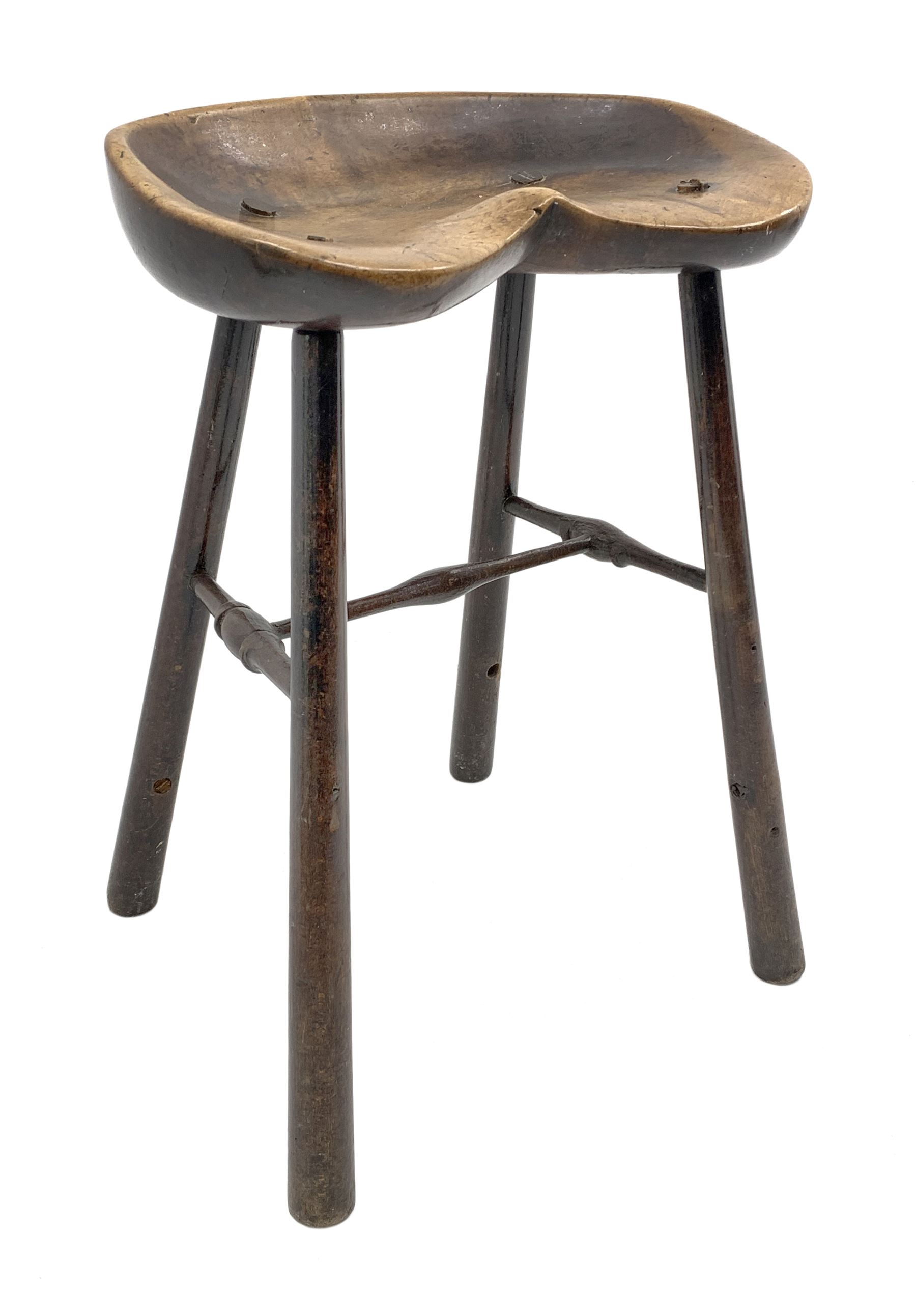 18th/19th century beech saddle stool - Image 2 of 8