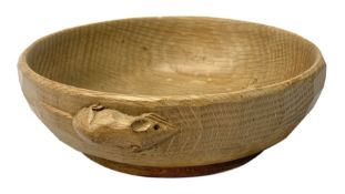 'Mouseman' adzed oak nut bowl by Robert Thompson of Kilburn