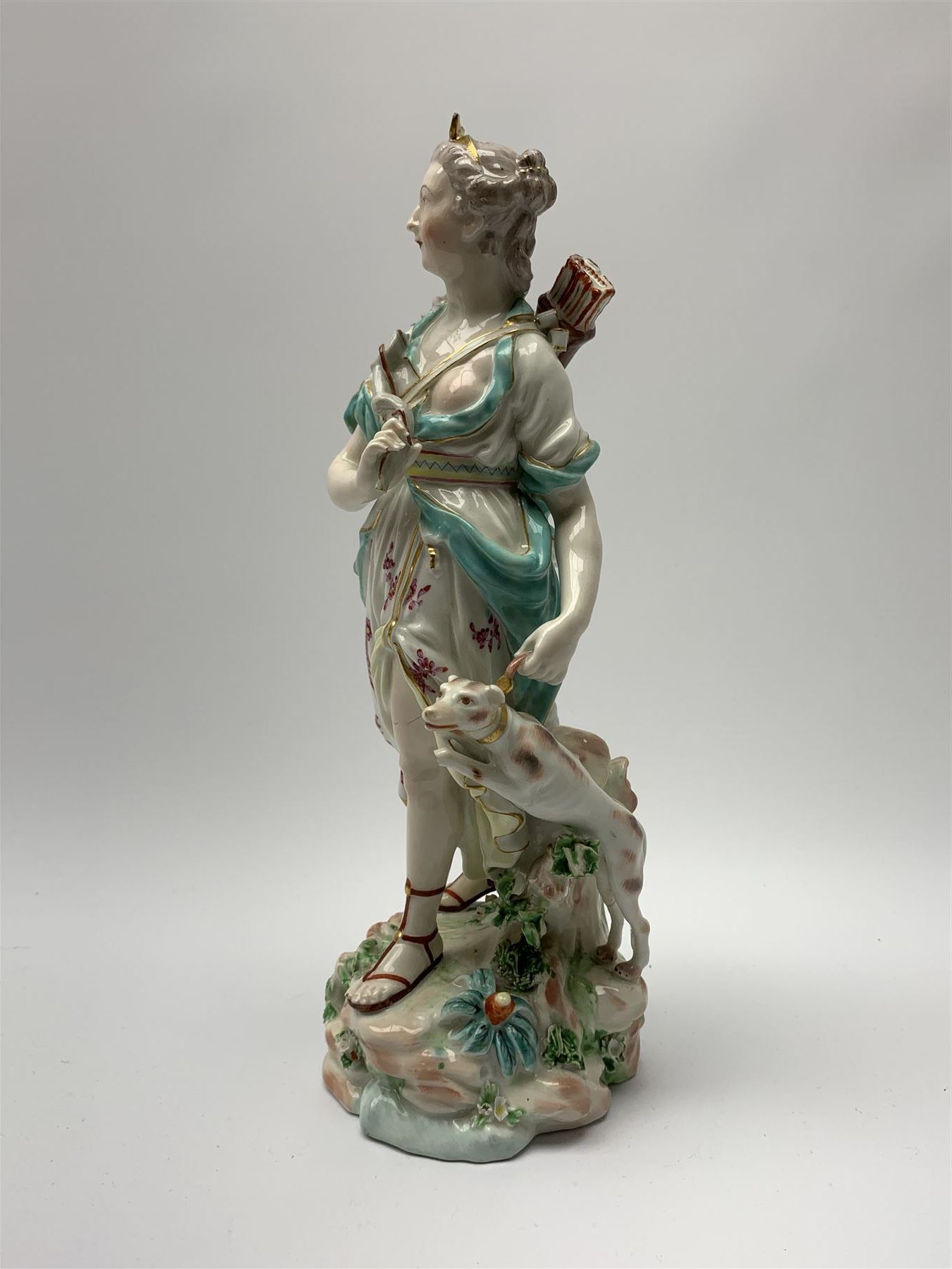 Mid 18th century Derby porcelain figure modelled as Dianna the Huntress - Image 3 of 9