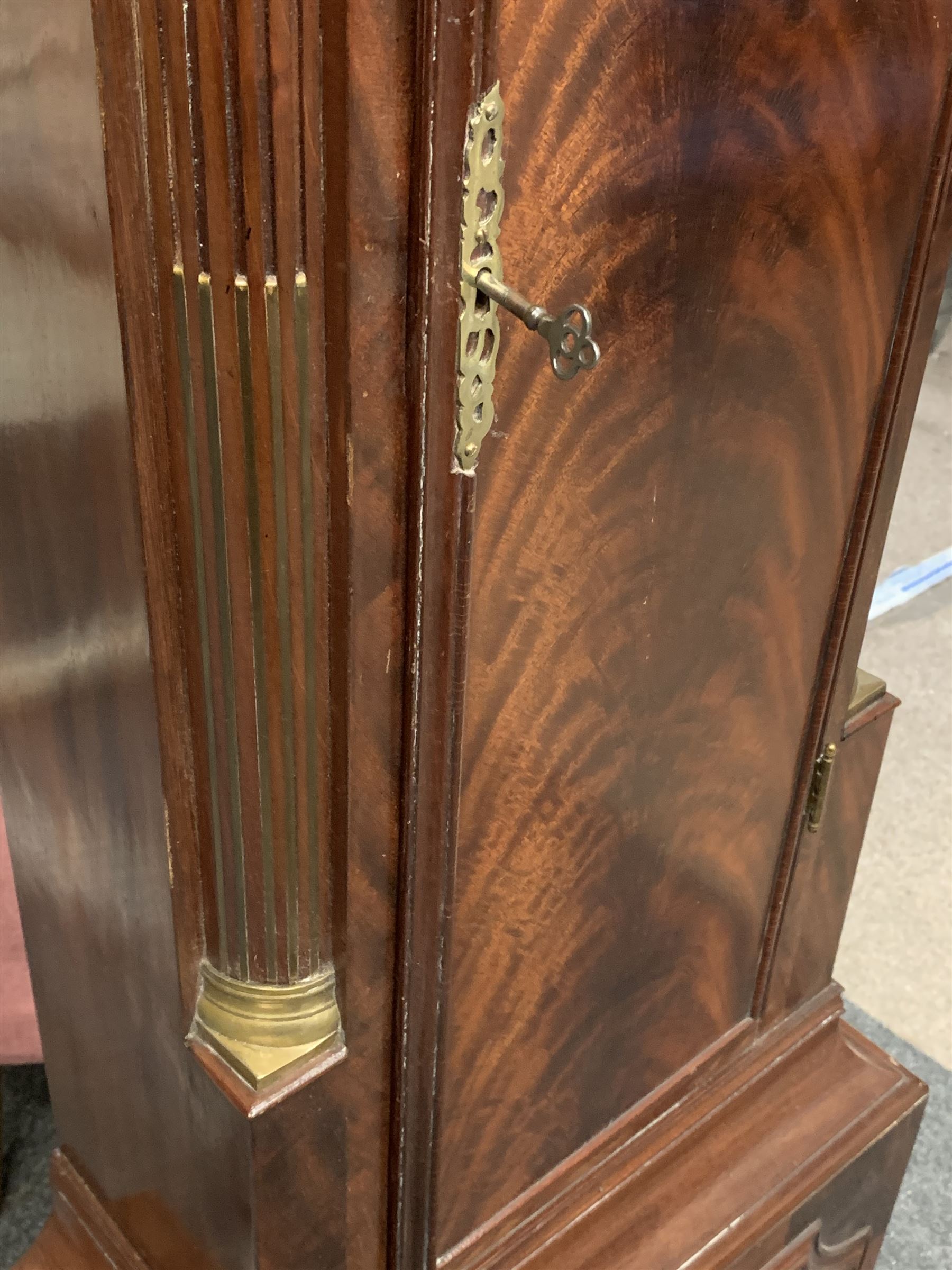 18th century and later figured mahogany longcase clock - Image 4 of 7