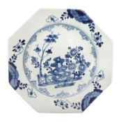 Mid 18th century Bow porcelain blue and white plate