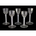 Five 18th century drinking glasses