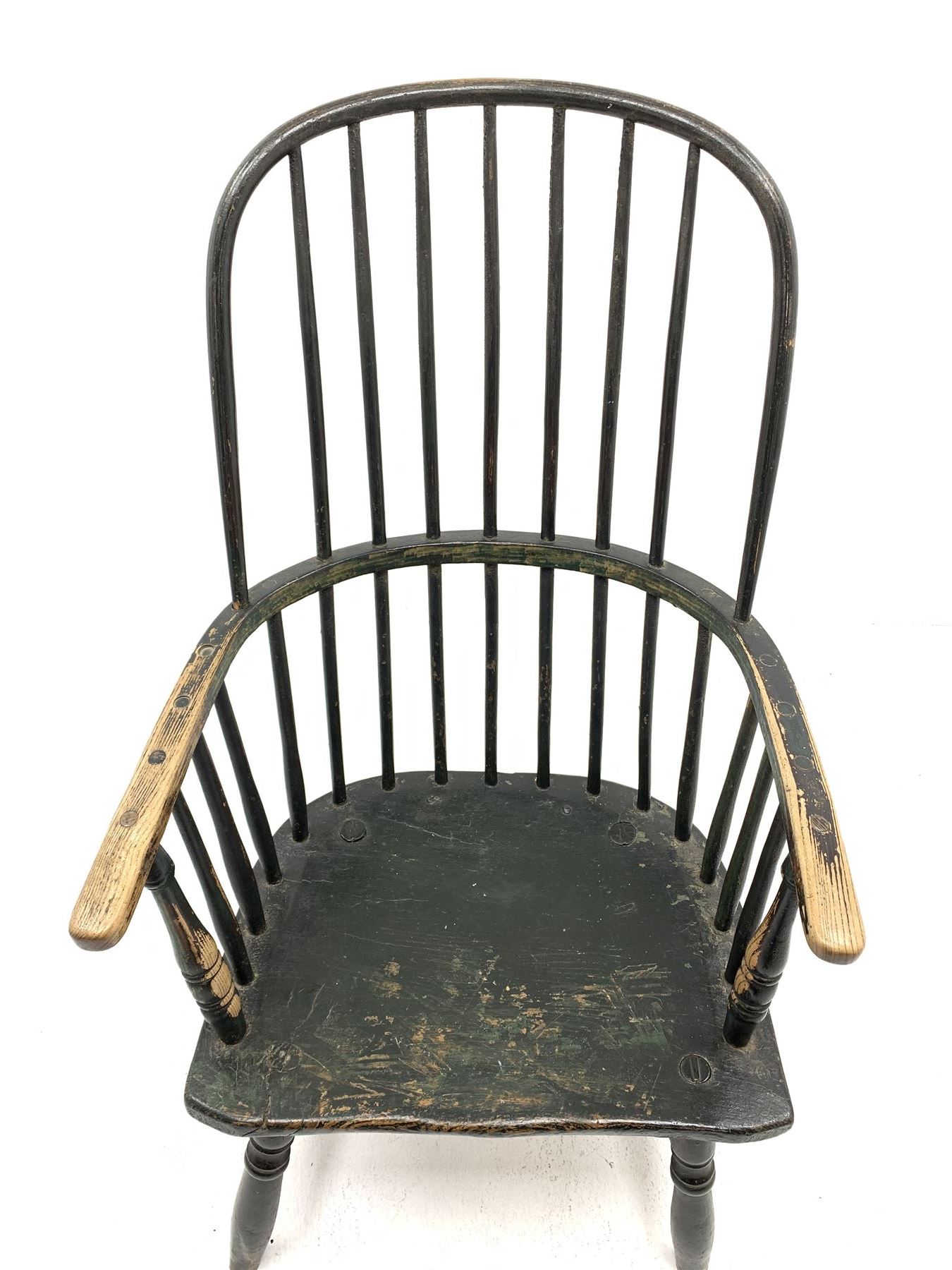 18th century elm and ash primitive vernacular Windsor armchair - Image 3 of 7