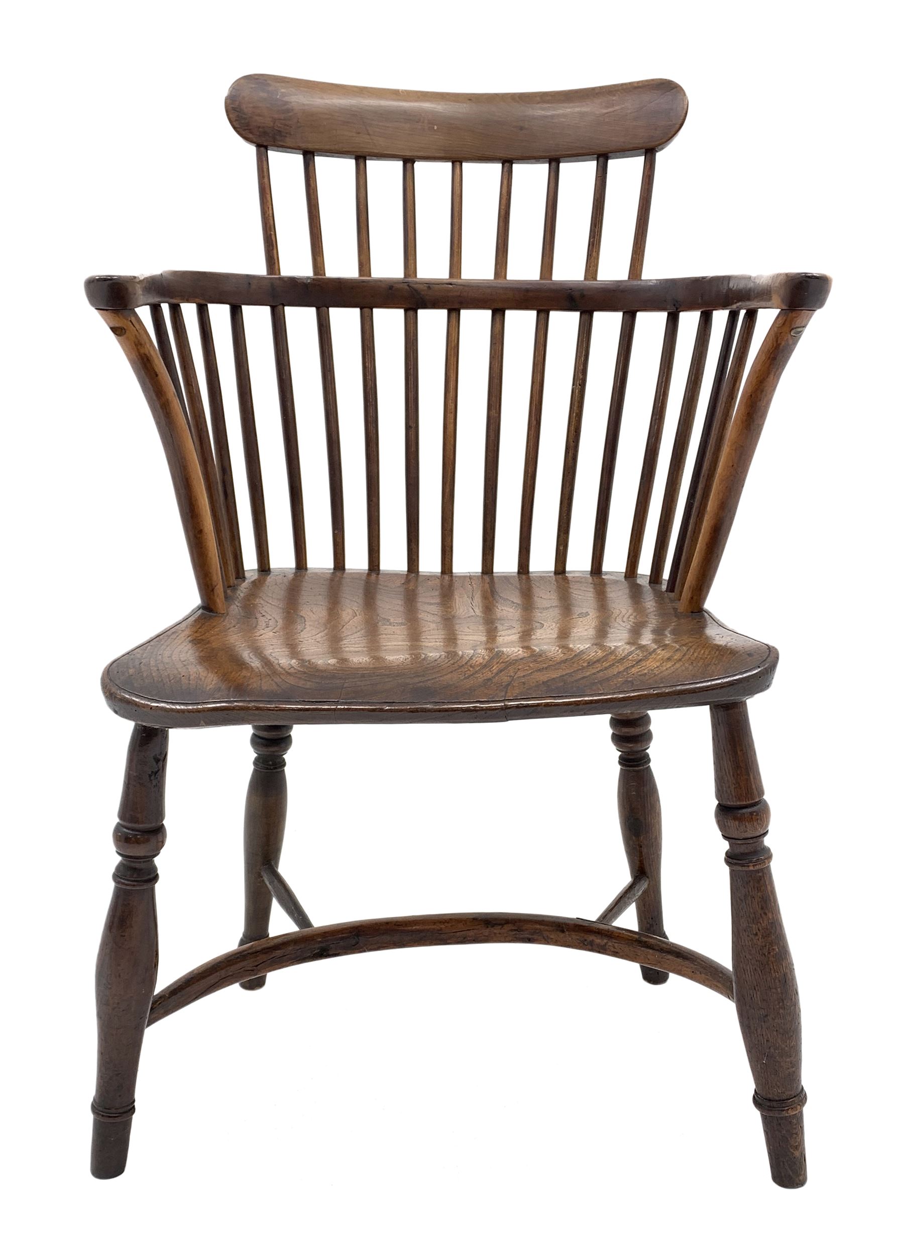 Early 19th century elm and yew wood Thames Valley comb back armchair