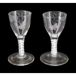 Pair of 18th century drinking glasses of possible Jacobite interest
