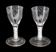 Pair of 18th century drinking glasses of possible Jacobite interest