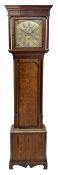 George III oak and mahogany banded longcase clock