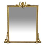 19th century gilt wood and gesso overmantel mirror