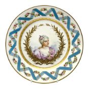 Mid 19th century Sevres Louis Philippe period porcelain cabinet plate