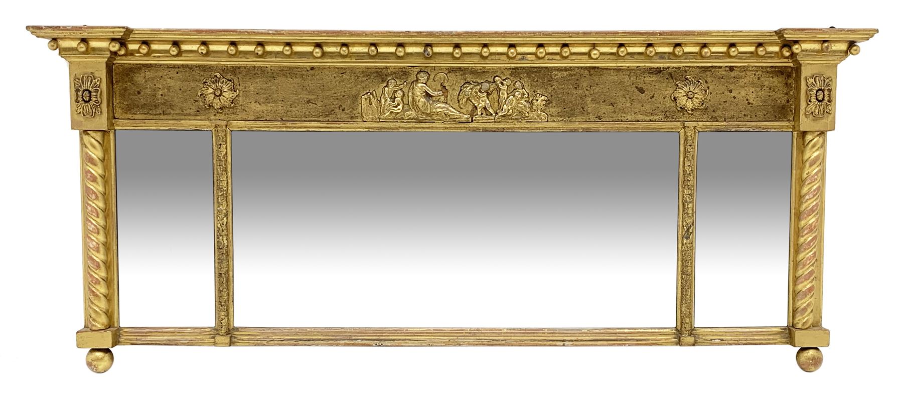 Regency triple glass overmantel mirror