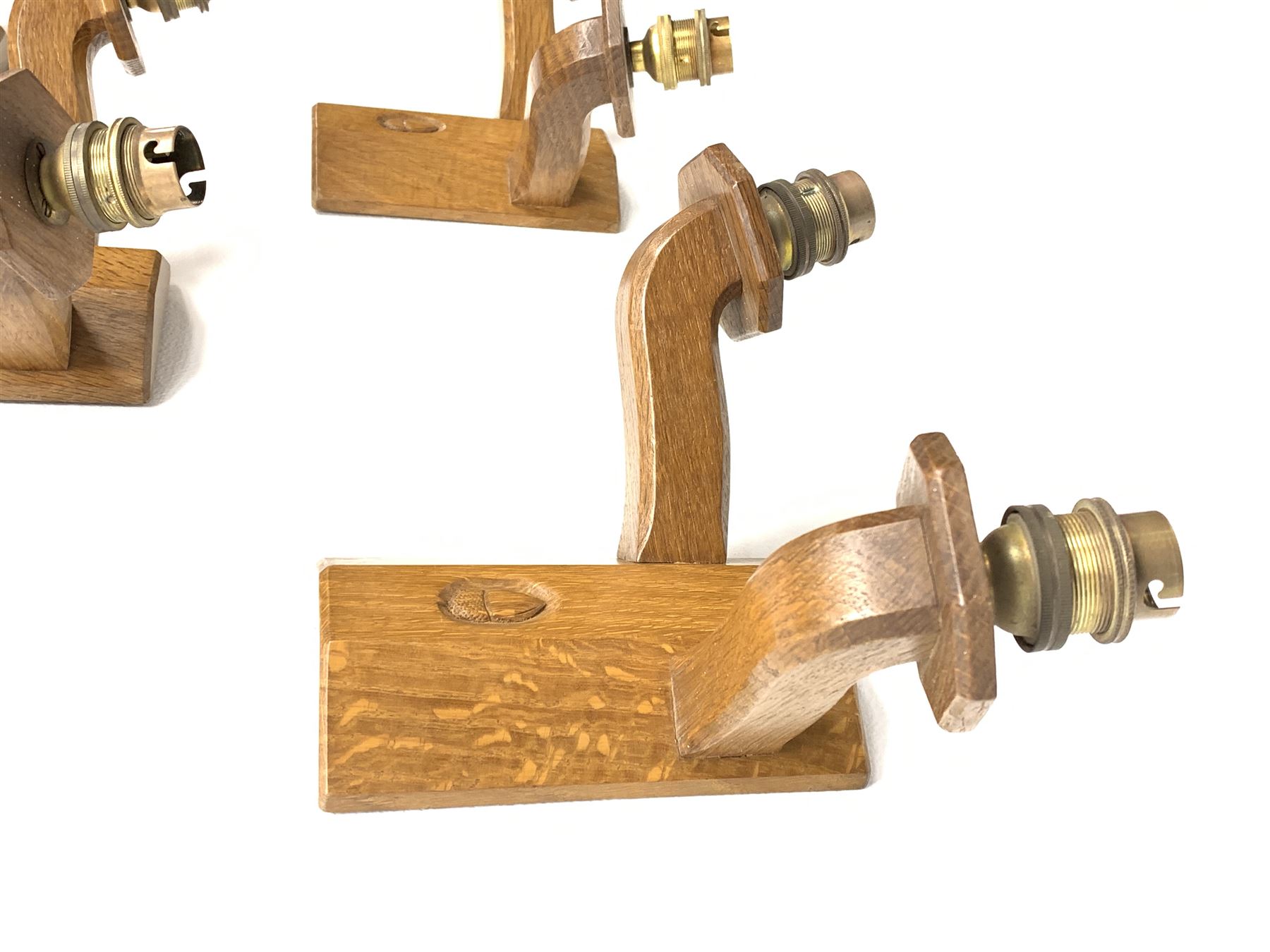 'Acornman' set five two branch oak wall lights - Image 3 of 5