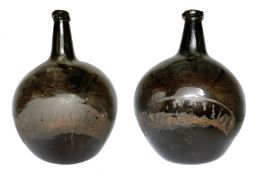 Two 18th century green glass apothecary bottles