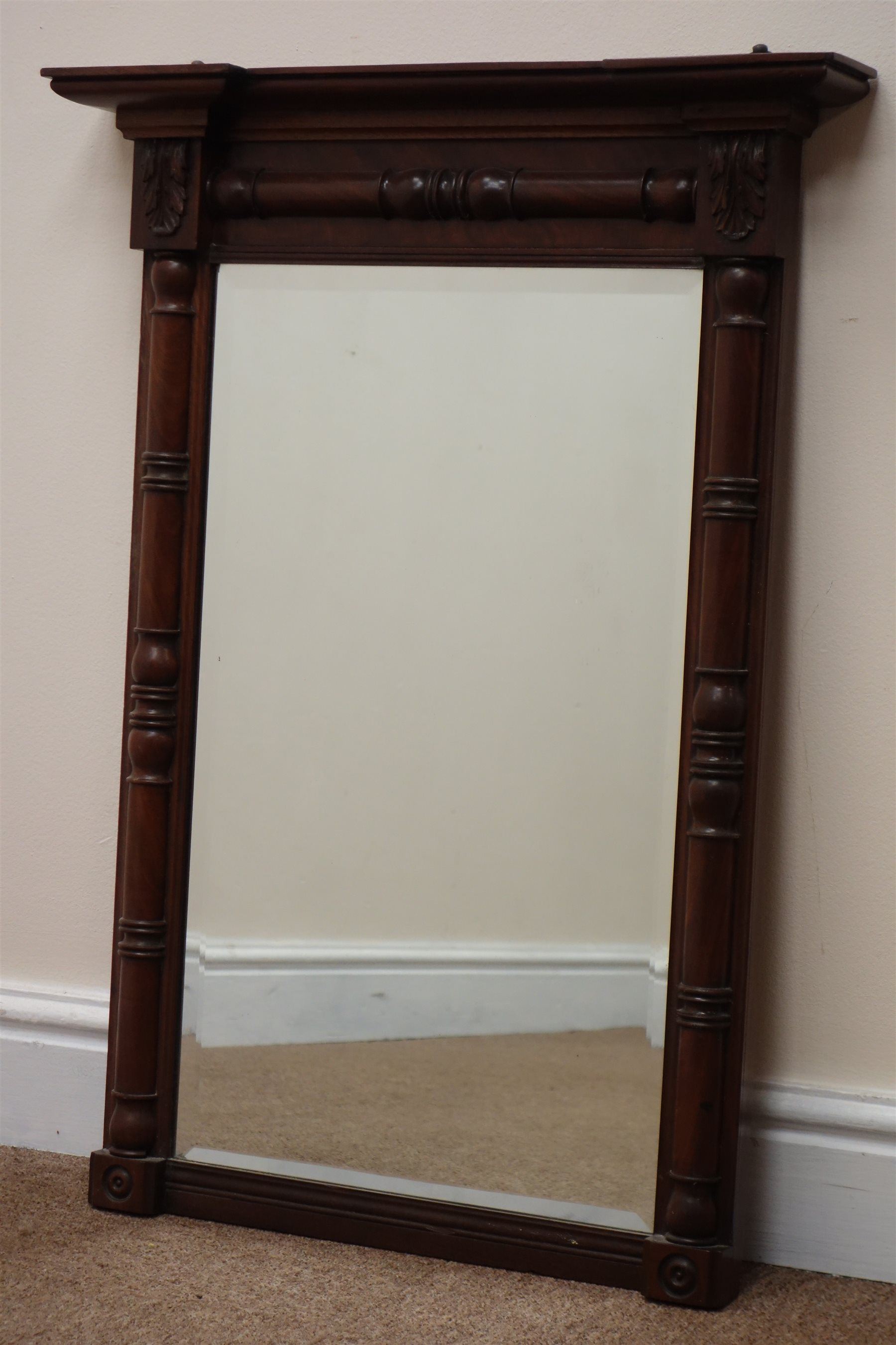 Regency mahogany pier glass mirror, upright plate with moulded cornice and split baluster turned mou - Image 3 of 4