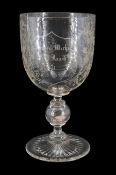 Late 19th century oversized glass goblet