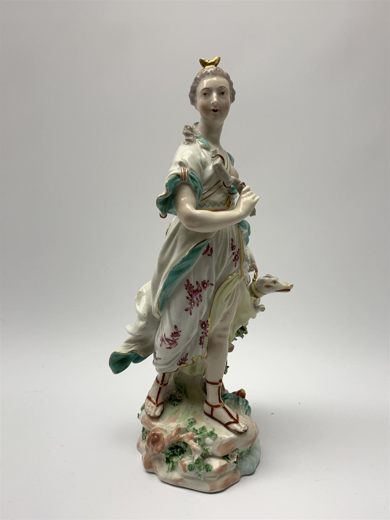 Mid 18th century Derby porcelain figure modelled as Dianna the Huntress - Image 7 of 9